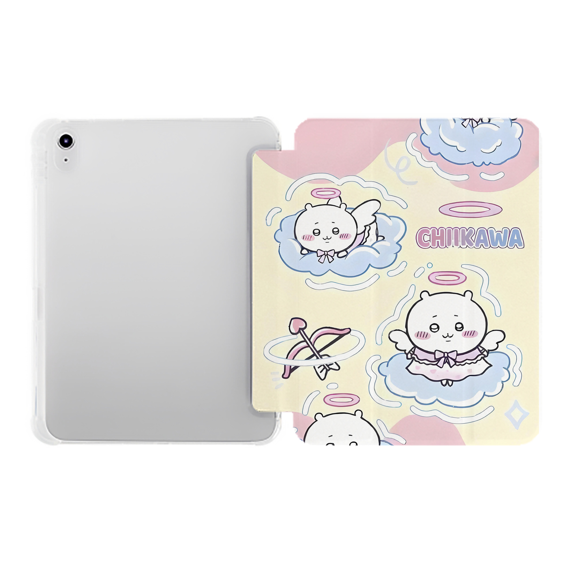 （画像用） ちいかわ Chii-kawa IPad ケース ペン収納付き 三つ折りスタンド PUレザー×シリコン 対応機種9.5/10.5/10.9インチ